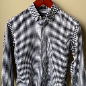 J. Crew Mercantile “Slim Untucked” Navy Gingham Button Down Shirt